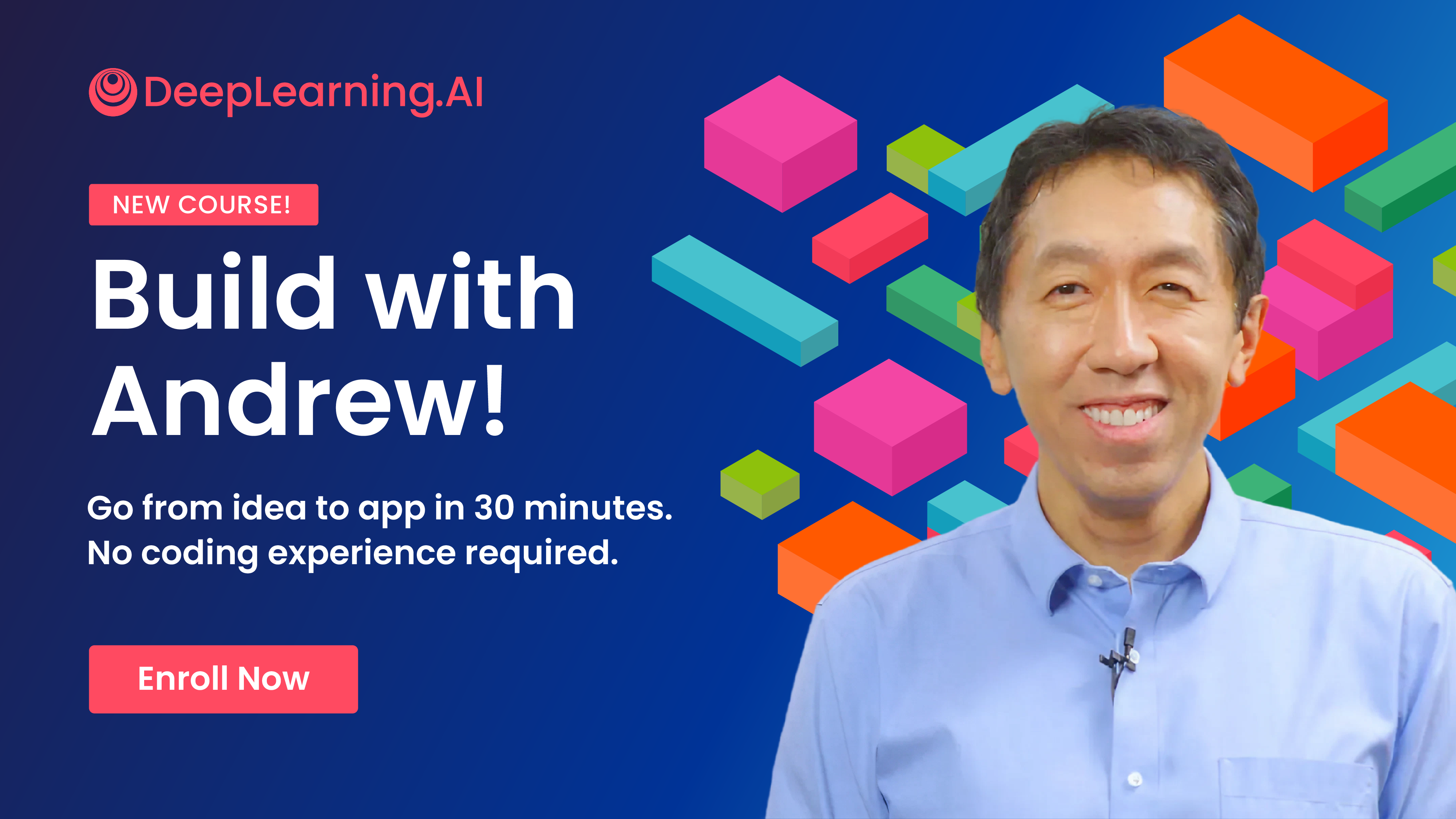 Promo banner for: "Build with Andrew"