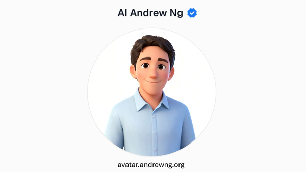 Illustrated avatar of Andrew Ng in a light blue shirt, with a verified badge, representing AI Andrew.