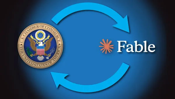 Claude Fable and the US Chamber of Commerce Seal connected in a loop. 