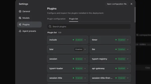 Plugin configuration screen with multiple plugins enabled, reflecting DeepSeek-V4-Pro’s new features.