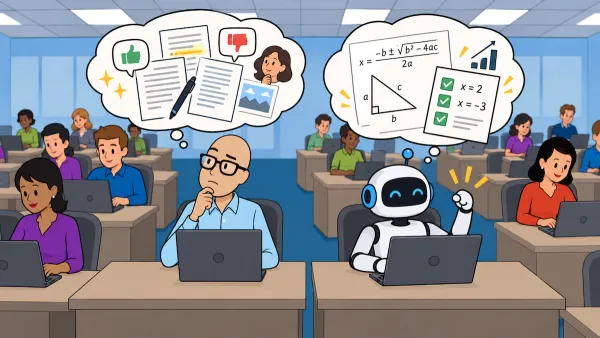 An engineer thinks of nonverifiable tasks he might solve while a robot happily tackles verifiable ones with math symbols